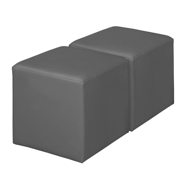 Regency Jean Square Vinyl Ottoman (Set of 2)- Grey N6263GY2PK - main